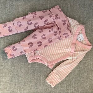 Hanna Andersson Striped Baby Onesie with Rainbow Leggings